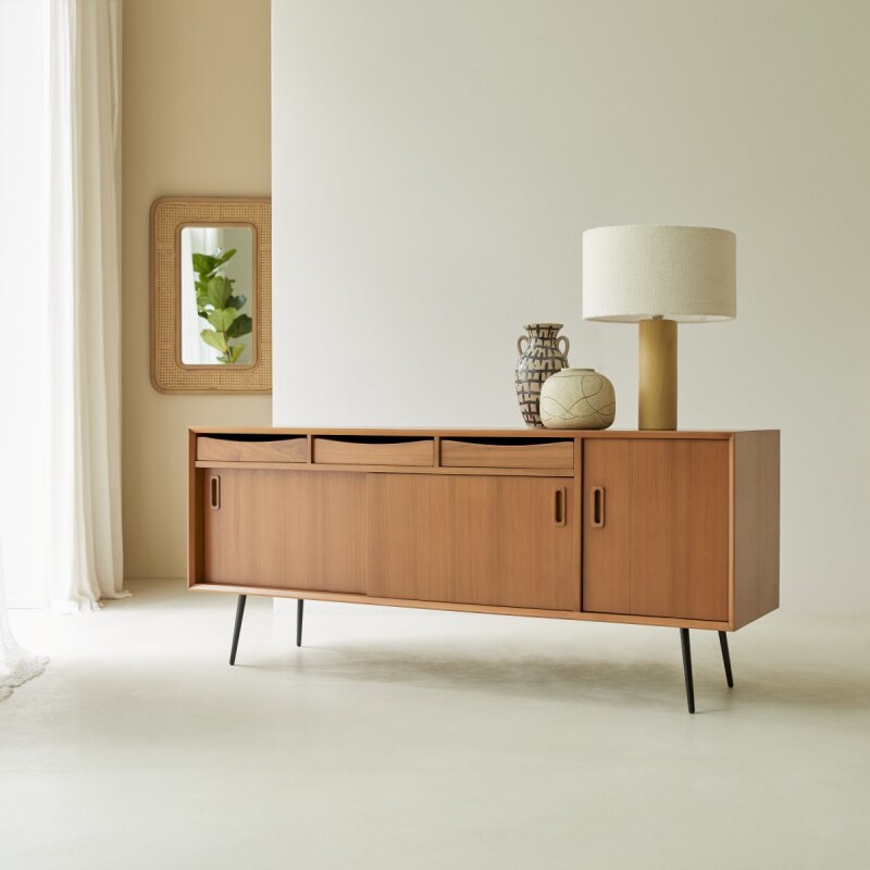 Buffet en acajou massif Simen H 72 x L 170 x P 46 cm