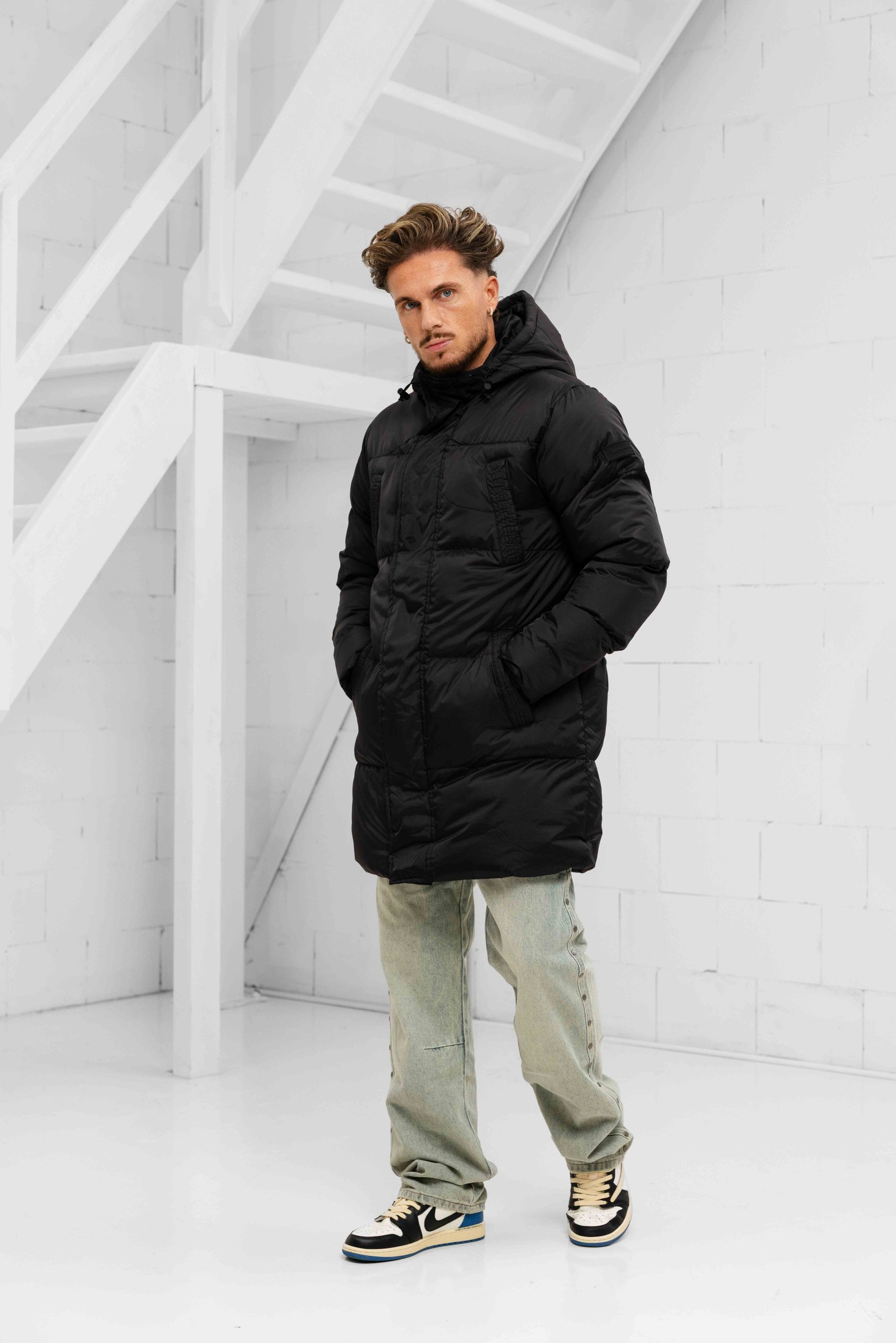 Pure Path Ripstop Puffer Parka Winterjas Heren Zwart