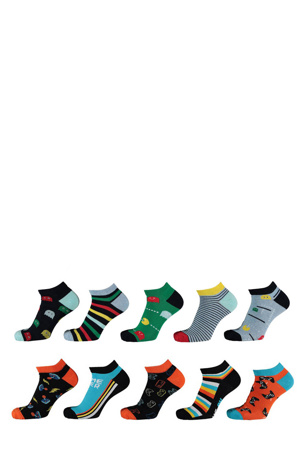 Apollo sneakersokken met all-over print - set van 10 multi