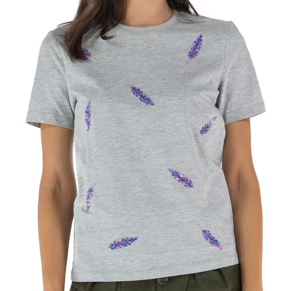 Only T-shirt Gris Femme Only Kita