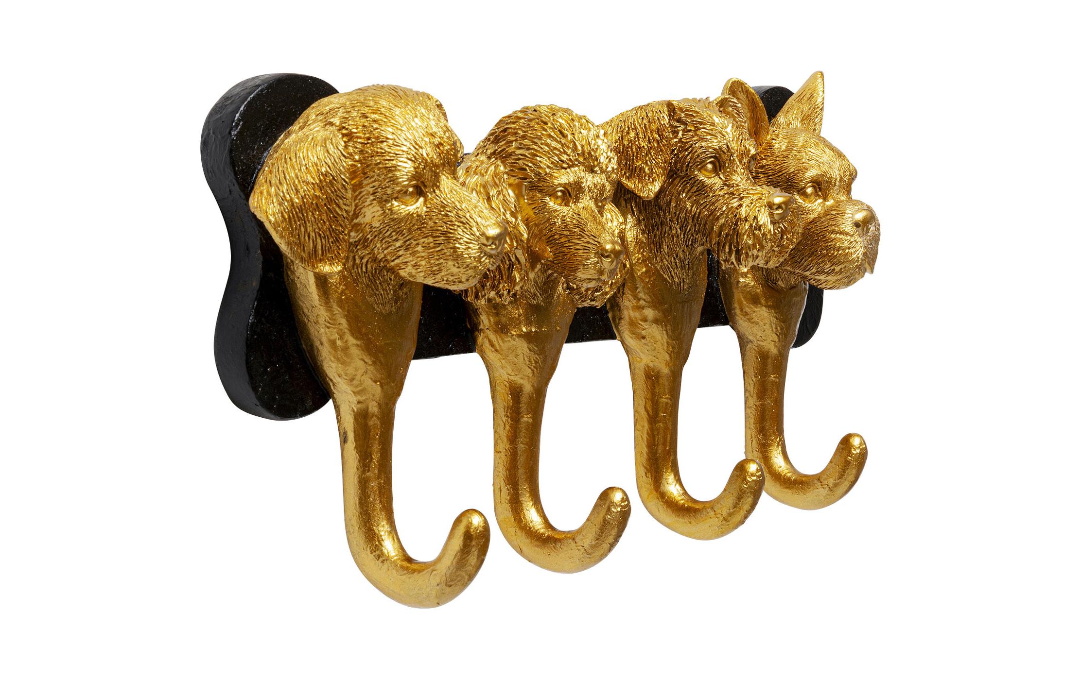 Wandgarderobe Dog Family 30.5 cm x 15.5 cm, Gold/SchwarzWandleiste für die Garderobe