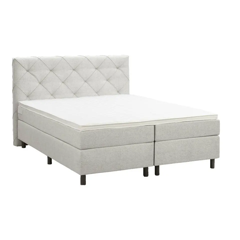 Boxspring Liv geruit - ecru - 160x200 cm - ronde poot