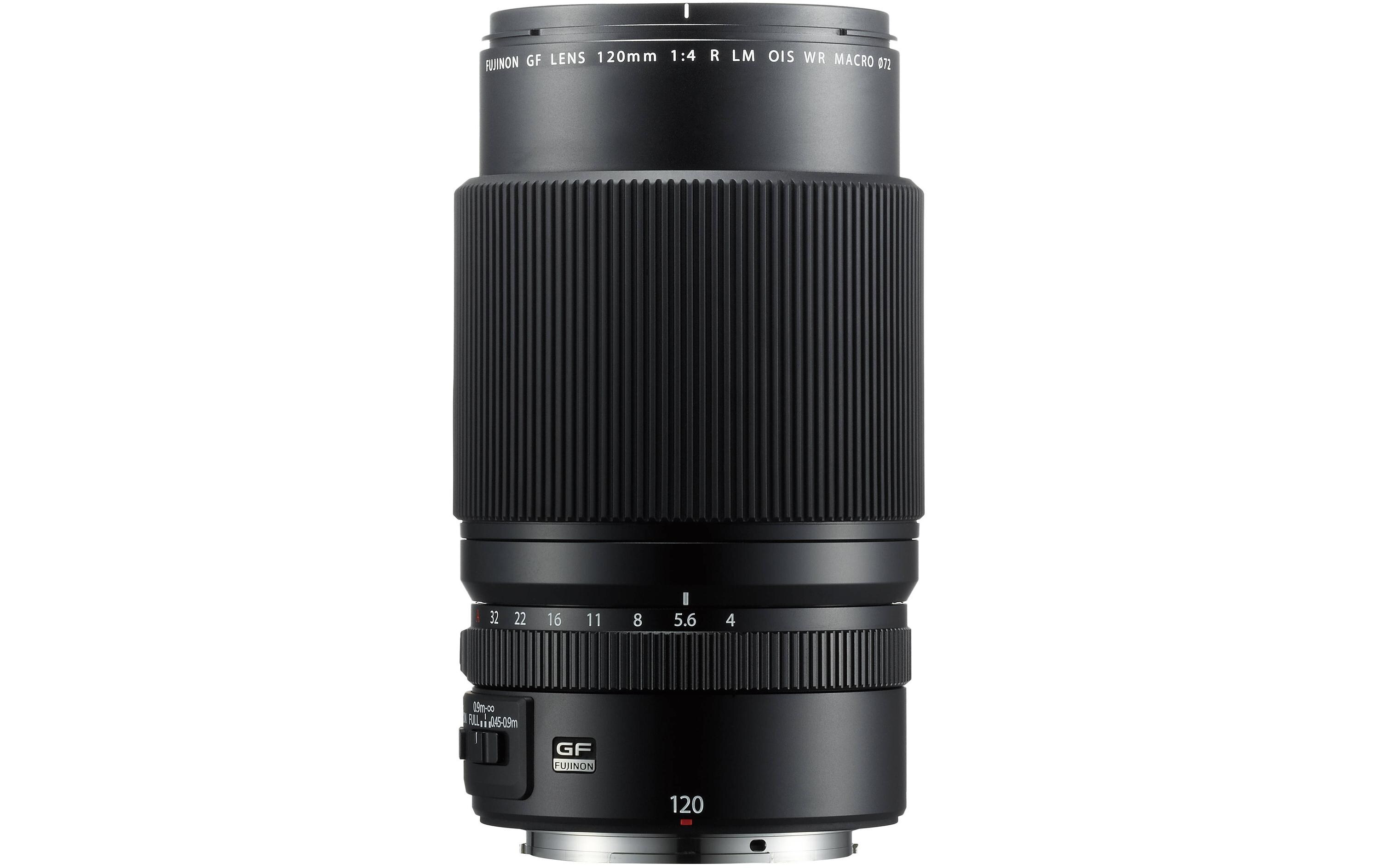 Festbrennweite FUJINON GF 120mm F/4 R LM OIS WR – G-Mount<br>Mittleres-Tele-Makro-Objektiv mit einer maximalen Vergrösserung von 0.5x