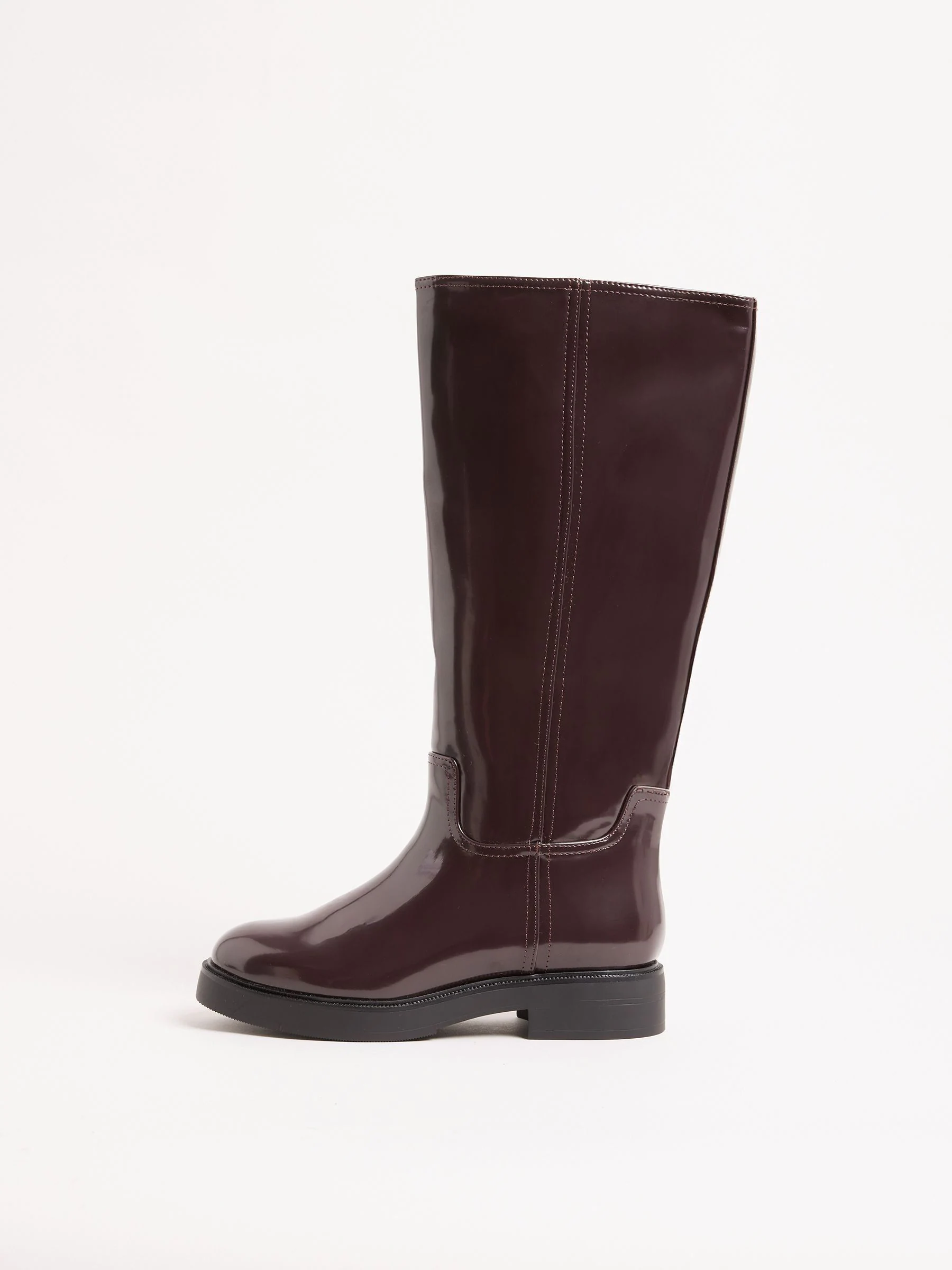 Bordeauxrood - Friends Like These Faux Leather Casual Flat Pull On Knee High Long Riding Boots