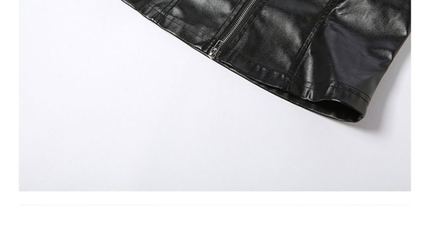 Bababy - Mock Neck Plain Faux Leather Crop Tank Top met Ritssluiting
