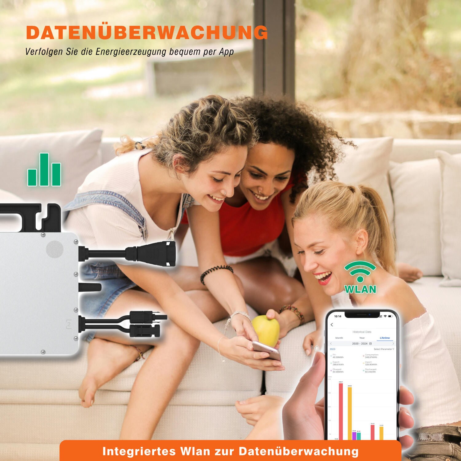 890W Balkonkraftwerk - bifaziale Solarmodule, Hoymiles HMS-800W Wechselrichter WiFi