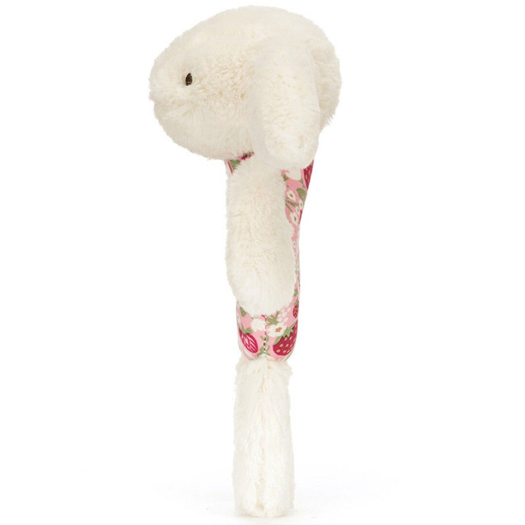 Jellycat rammelaar blossom cream konijn - berry - 18 cm