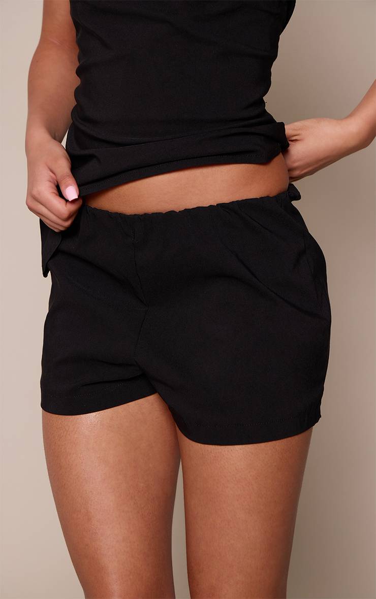 Noir Short Tailleur Ample Tissé Coordonné