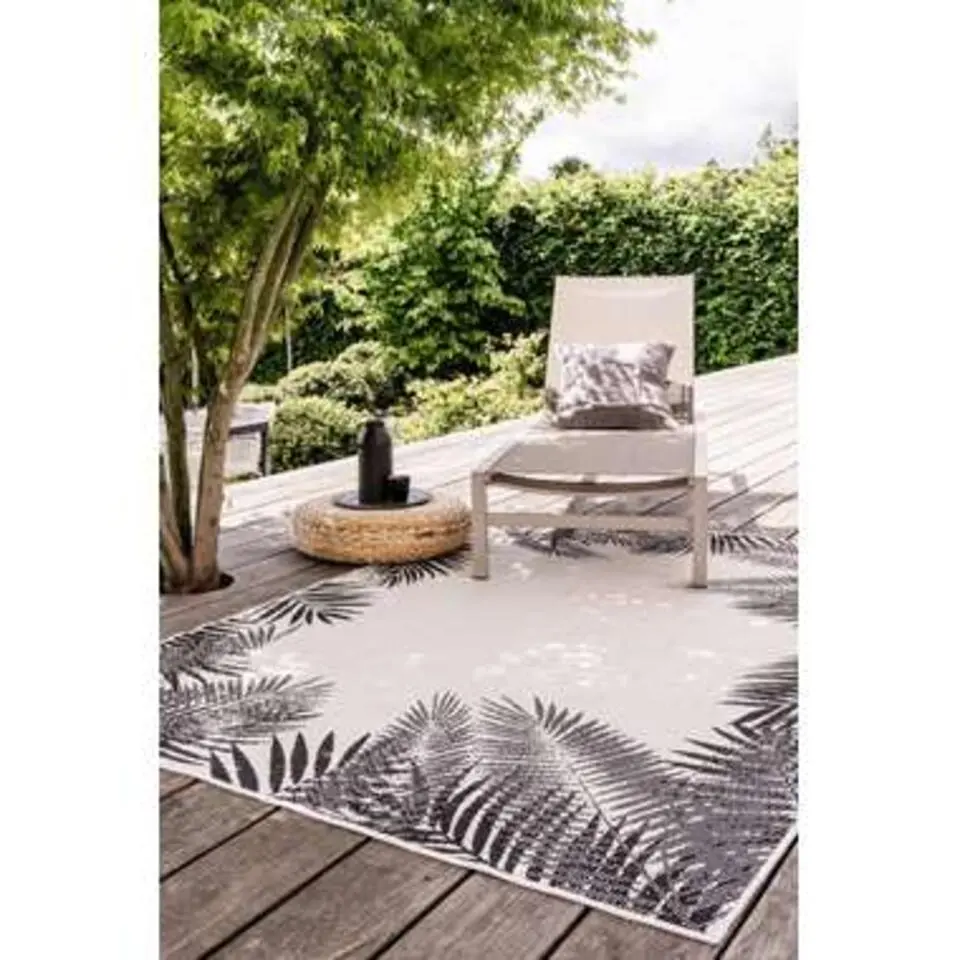 Eva Interior Buitenkleed - Leaf - Zwart - 160x230 cm