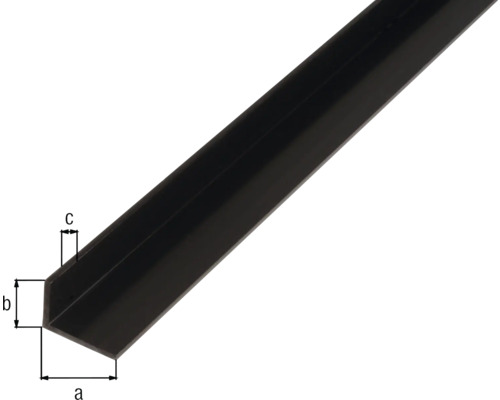 PVC hoekprofiel, zwart, 40x10x2 mm, 2,6 m