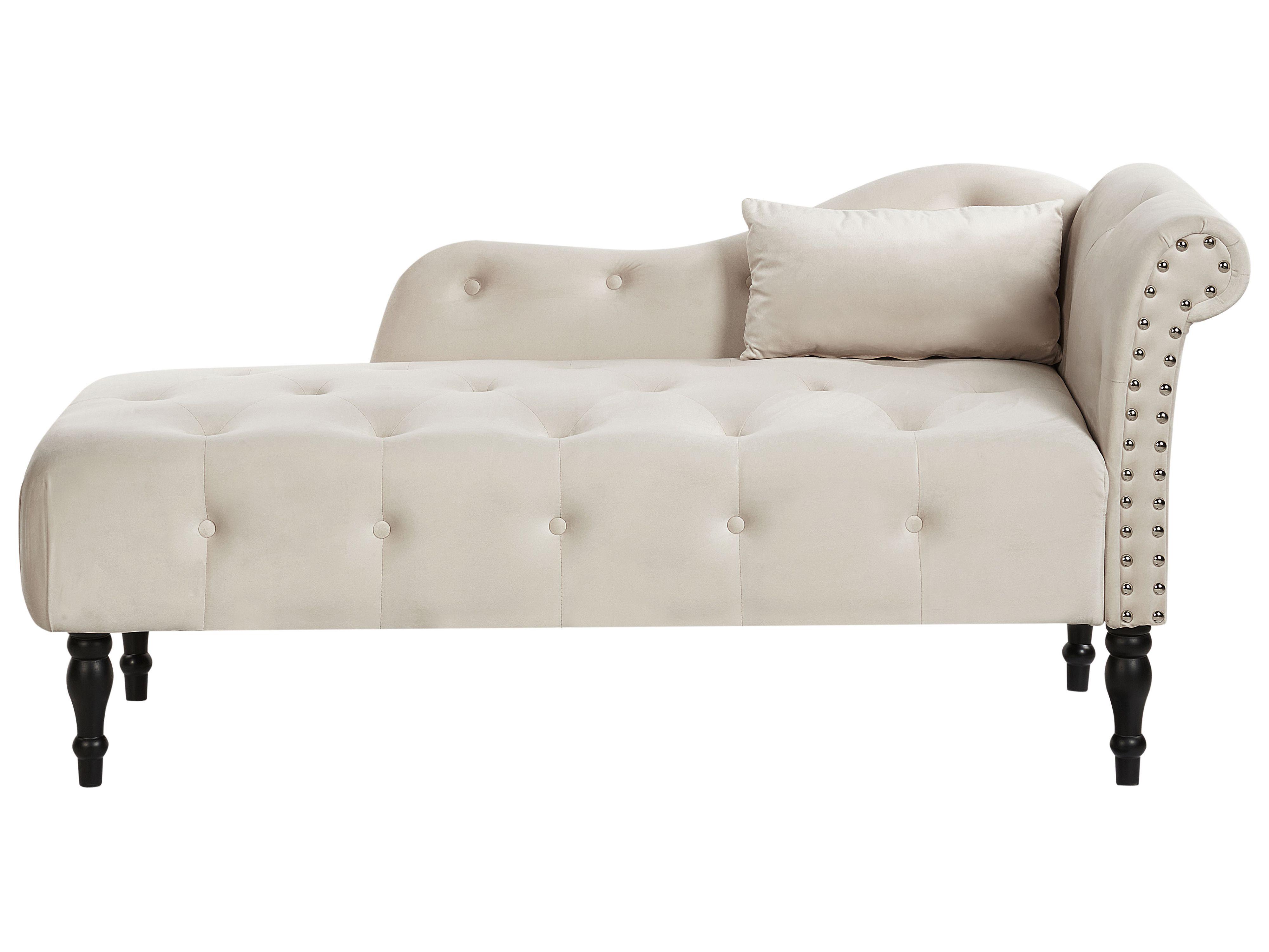 Rechtszijdige chaise longue IVRY Fluweel Lichtbeige