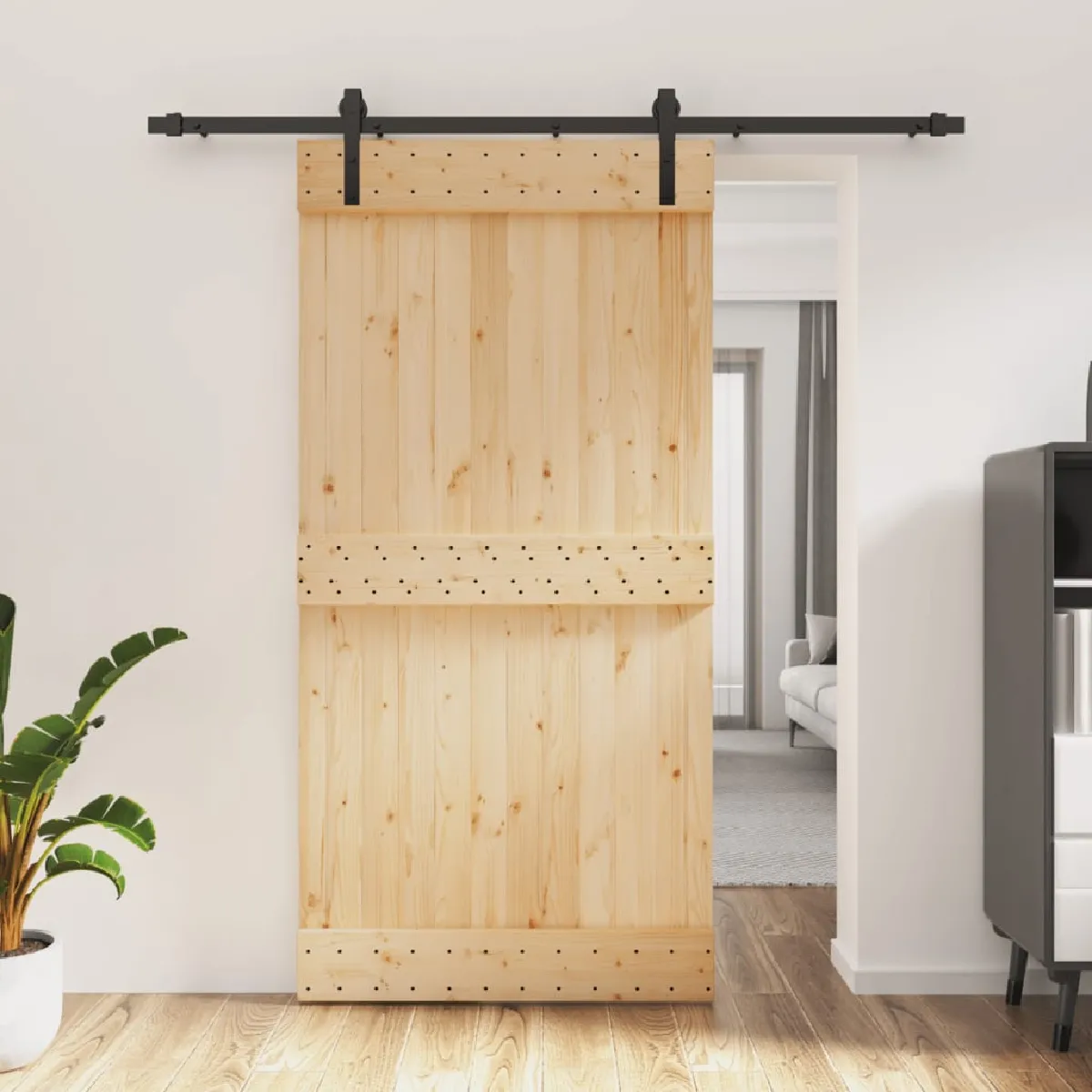 vidaXL Porte coulissante pin massif 100x210 cm