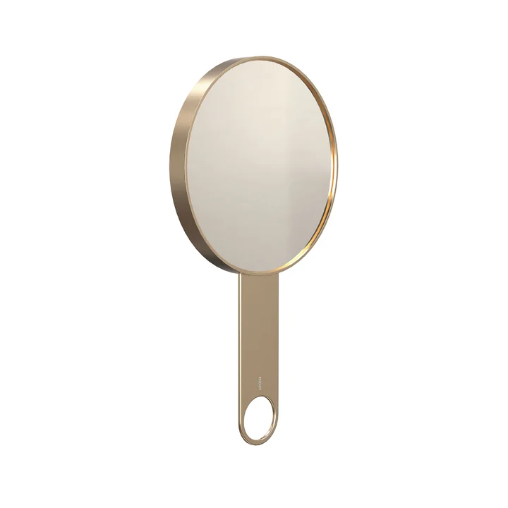 Frost - Nova2 Kosmetik Handspiegel mit 5-fach Vergrösserung 1982, gold gebürstet