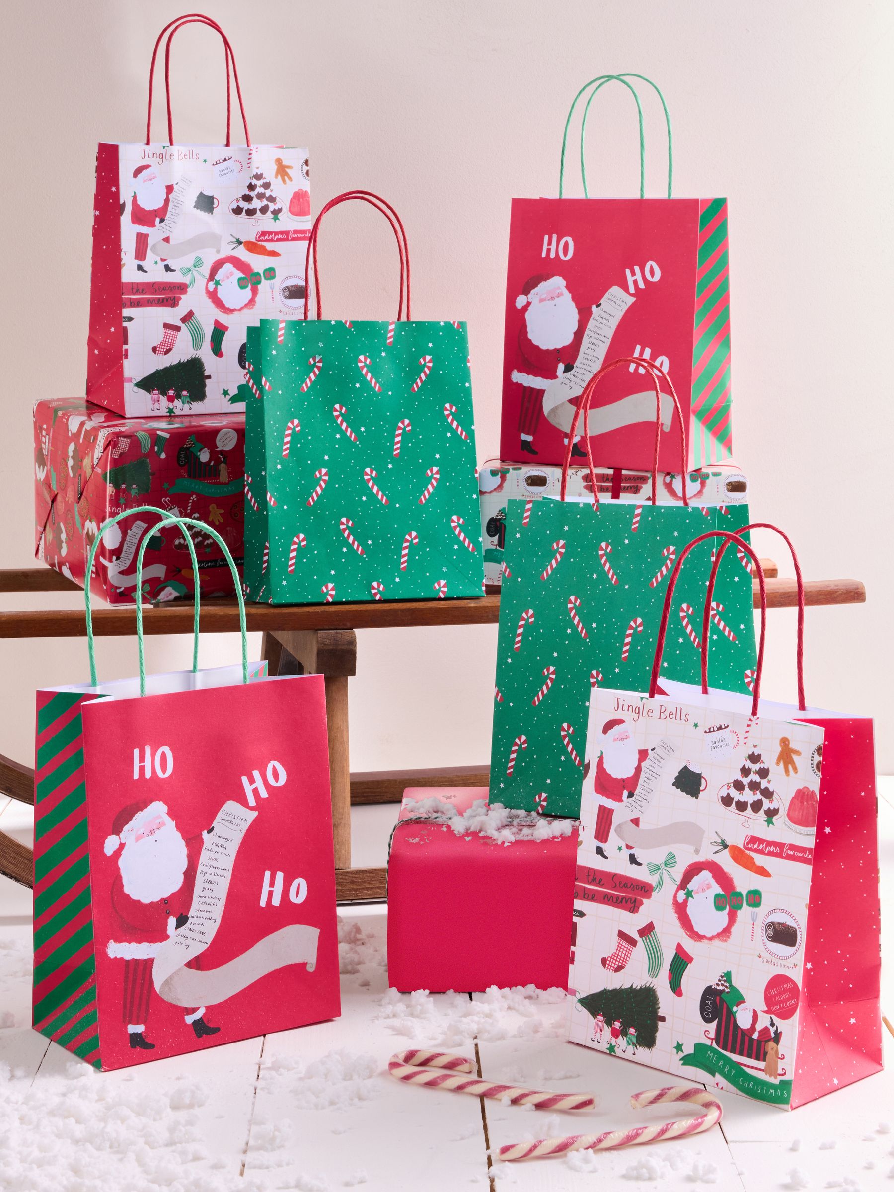 Cadeautassen met kerstmis-print
