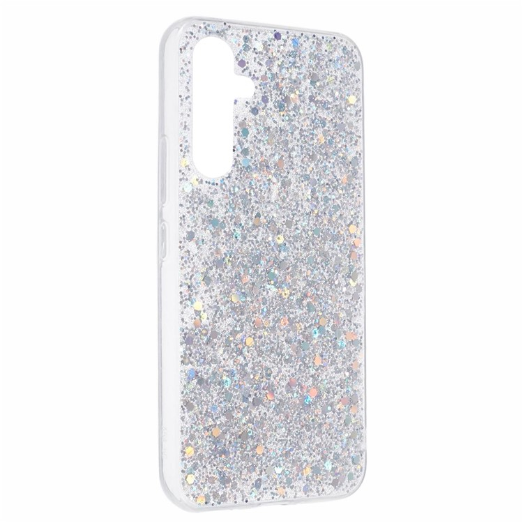 Samsung Galaxy S23 FE Gummi Case Schutzhülle im Glitzer Design - Silber / Transparent