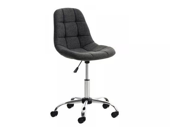 Chaise de bureau - Tissu & Métal chromé - Gris foncé - Emil