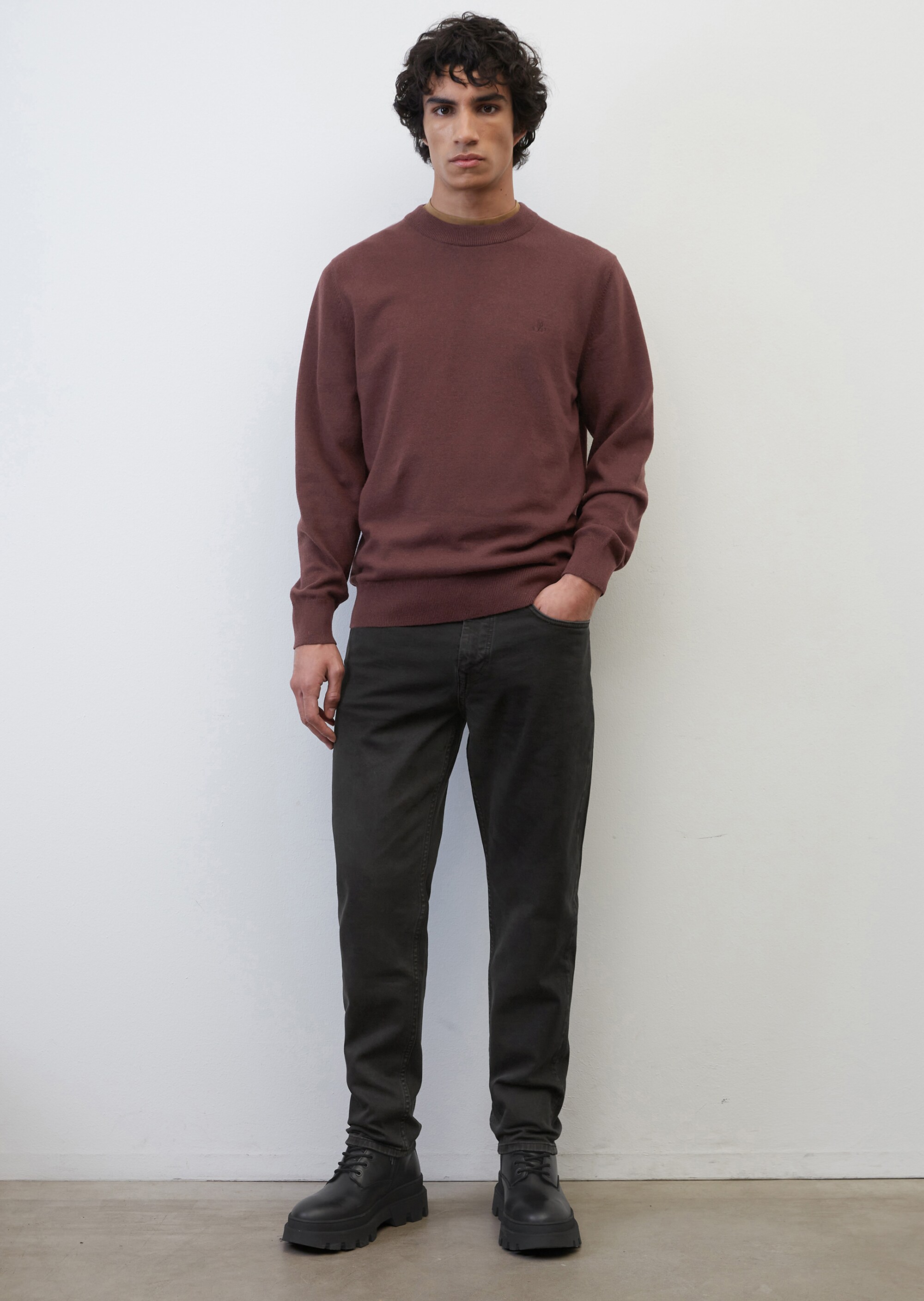Rundhals-Pullover regular aus softem Bauwolle-Schurwolle-Mix