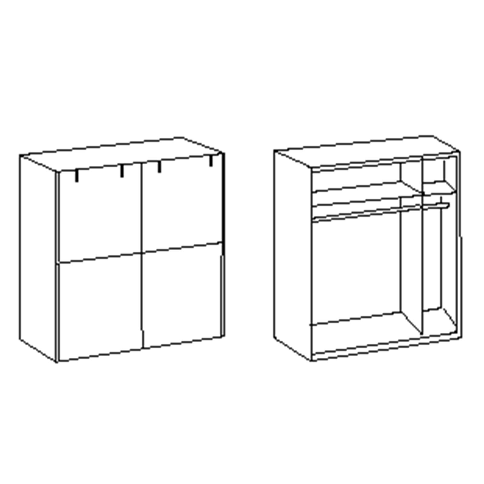 Schwebetürenschrank - Plankeneiche - graphit - 135 cm breit
