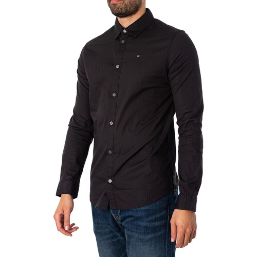 Tommy Jeans - Camisa Original Stretch Slim Negro