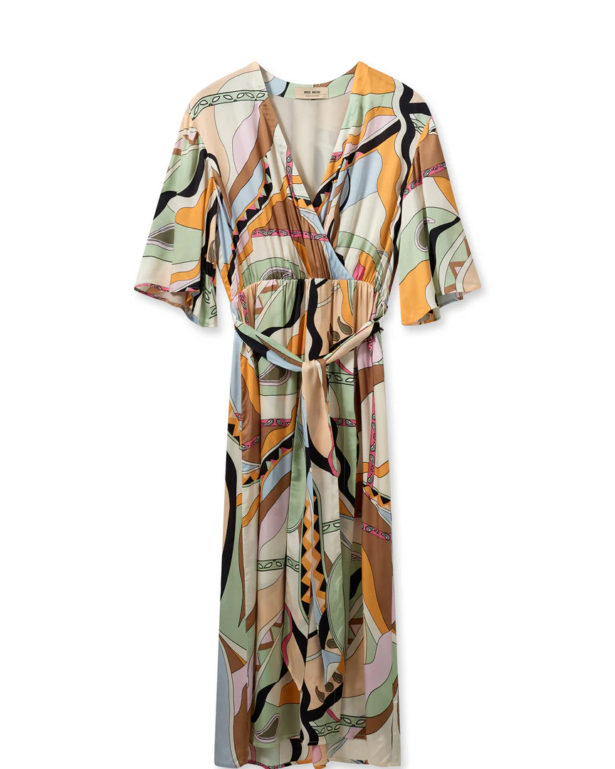 Mos Mosh  Kella Pictus Wrap kjole - Smoke Green