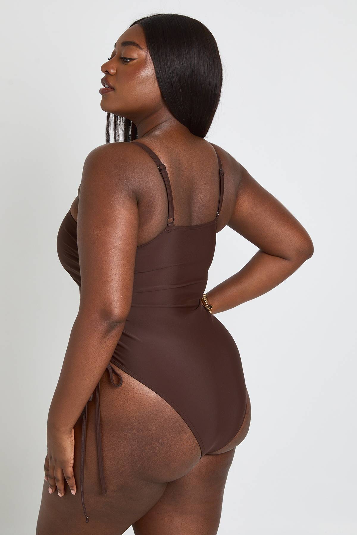 boohoo Maillot De Bain Grande Taille À Fronces Latérales Et Contrôle Du Ventre