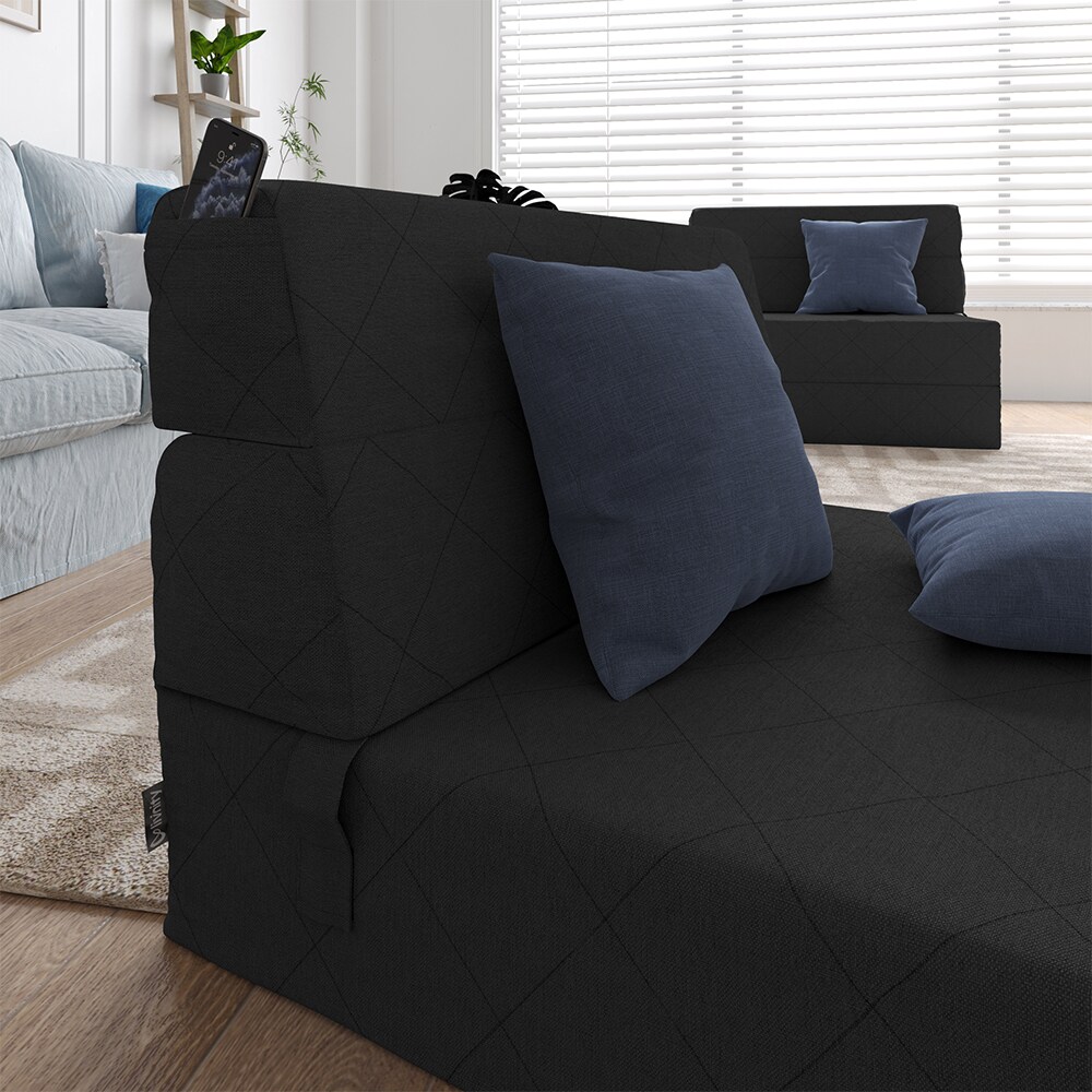Vicco Sofa Lima Schwarz 100 cm mit Schlaffunktion