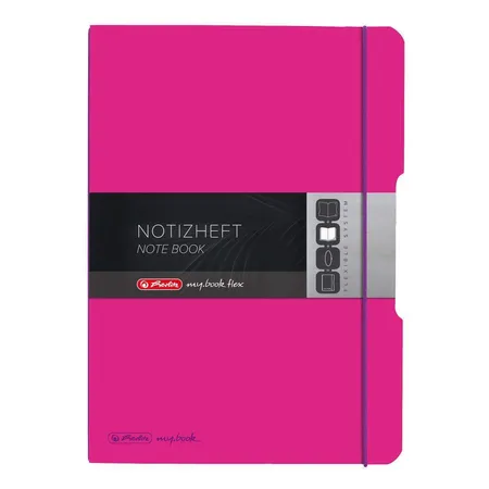 Herlitz Notizheft PP A4 Flex pink kariert liniert