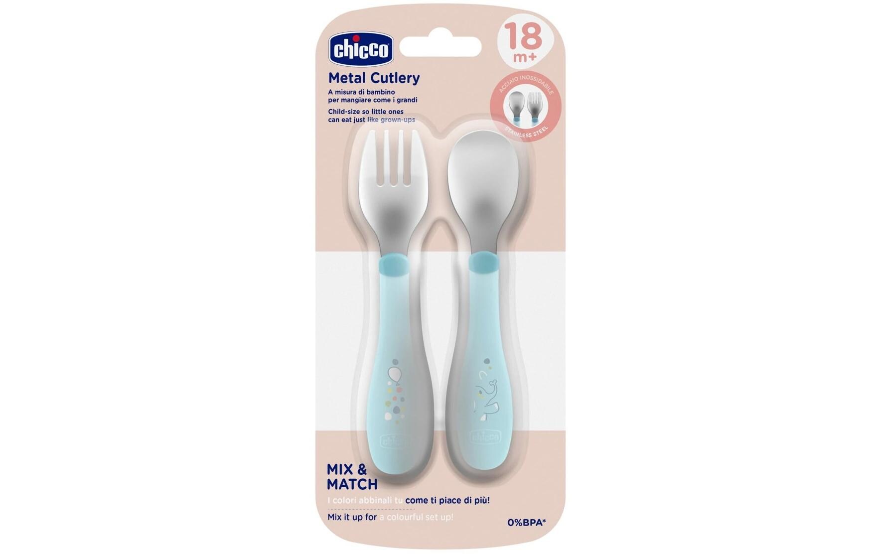 Kinderbesteckset Blau, 18m+Erstes Edestahlbesteck-Set