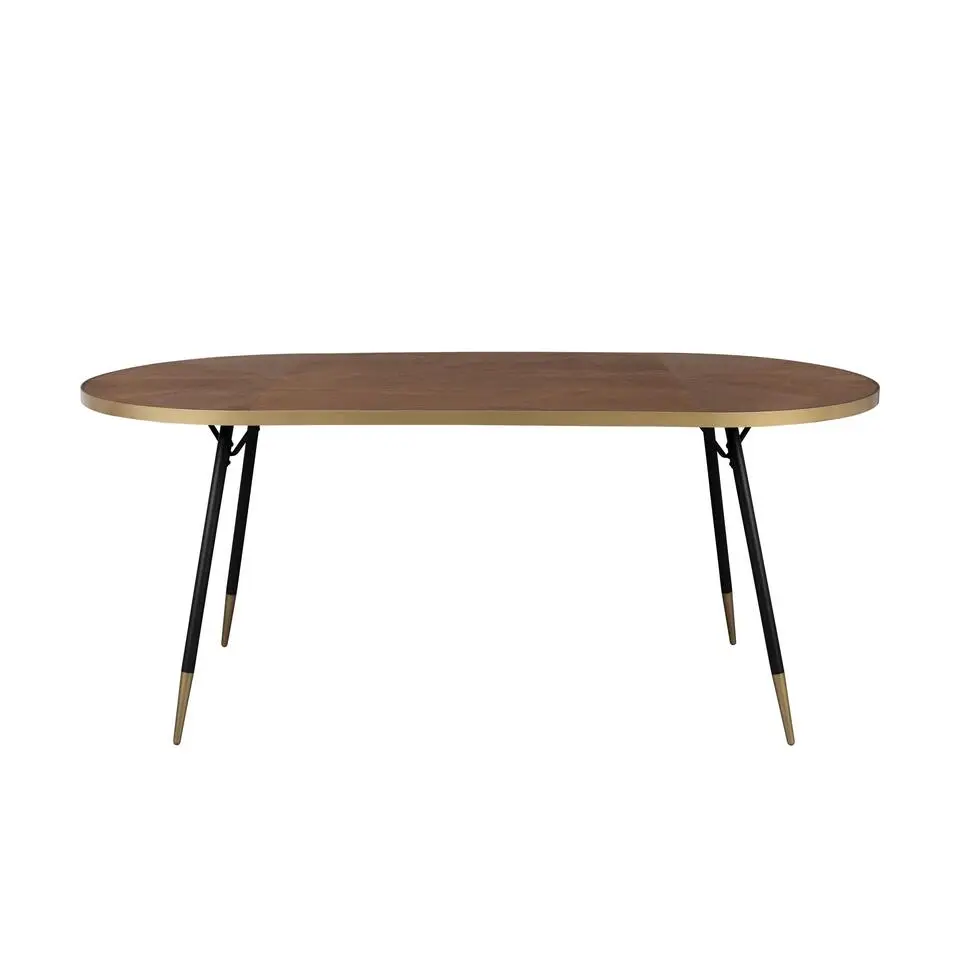 Housecraft Denise Eettafel Hout Ovaal 180x90 cm Bruin/ Goud