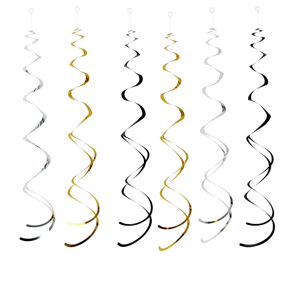 Suspension spirale en papier noir, argent et doré
