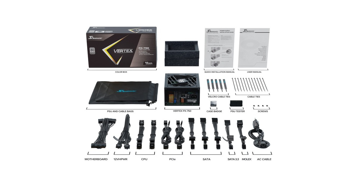 SeasonicVERTEX PX-750, modulaire 750 watt voeding   (Zwart, 2x PCIe)