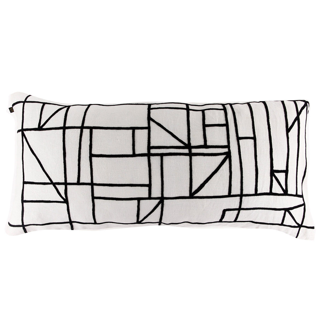 Haomy Housse de coussin en Lin & Coton Kota blanche - 55x110 cm