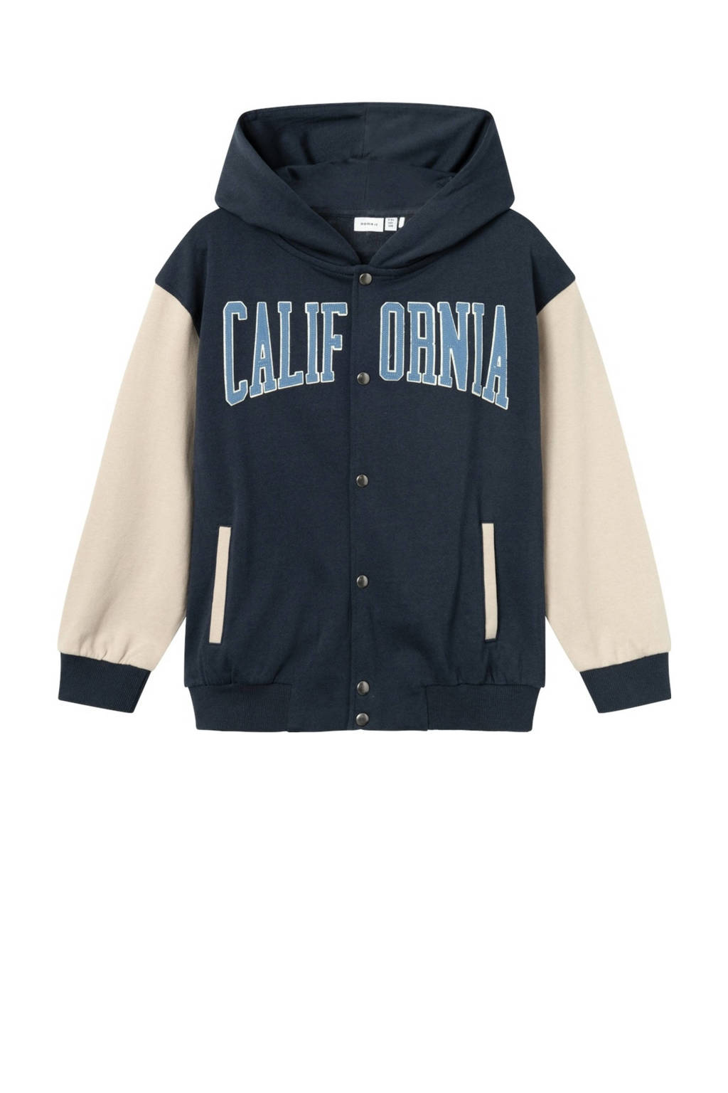 NAME IT sweatvest NKMLEBASTIAN met tekst donkerblauw/ecru