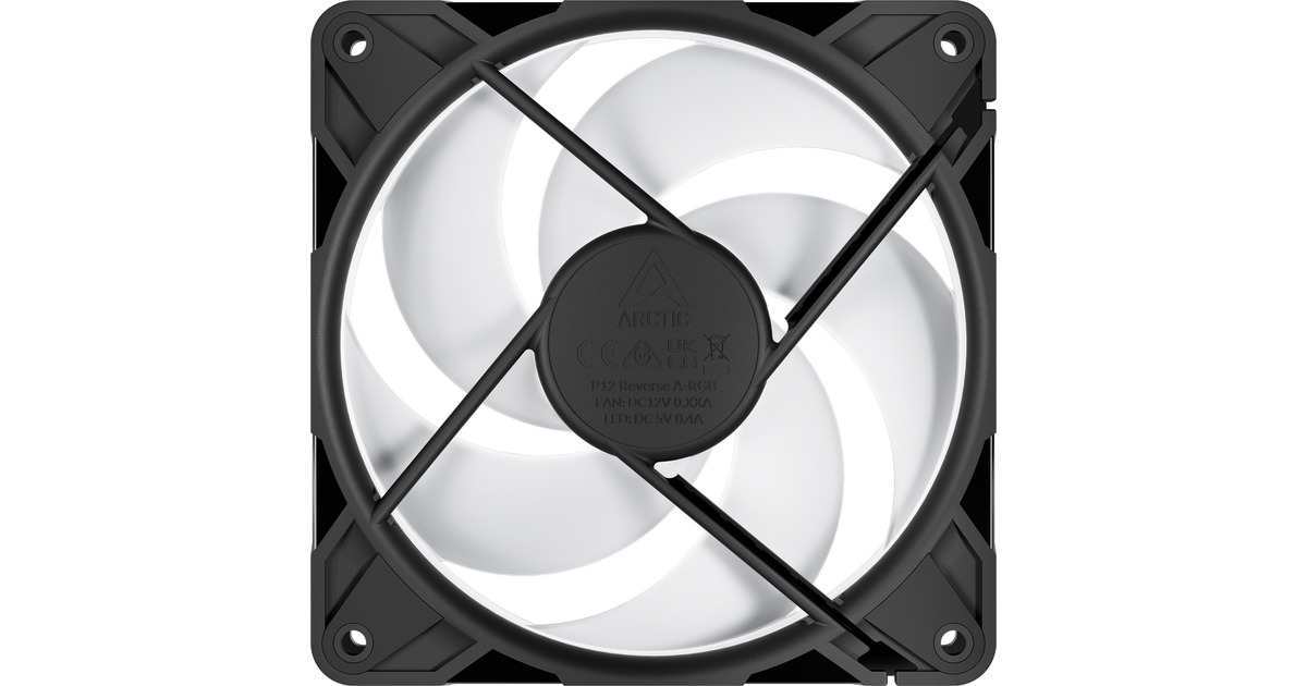 ARCTICP12 Pro Reverse A-RGB case fan  (Zwart, 120 x 120 x 27 mm, PWM)
