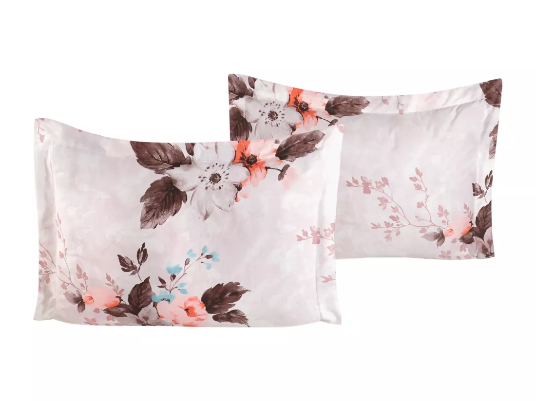 Lot de 2 Taies d'oreiller satin de coton imprimé 
