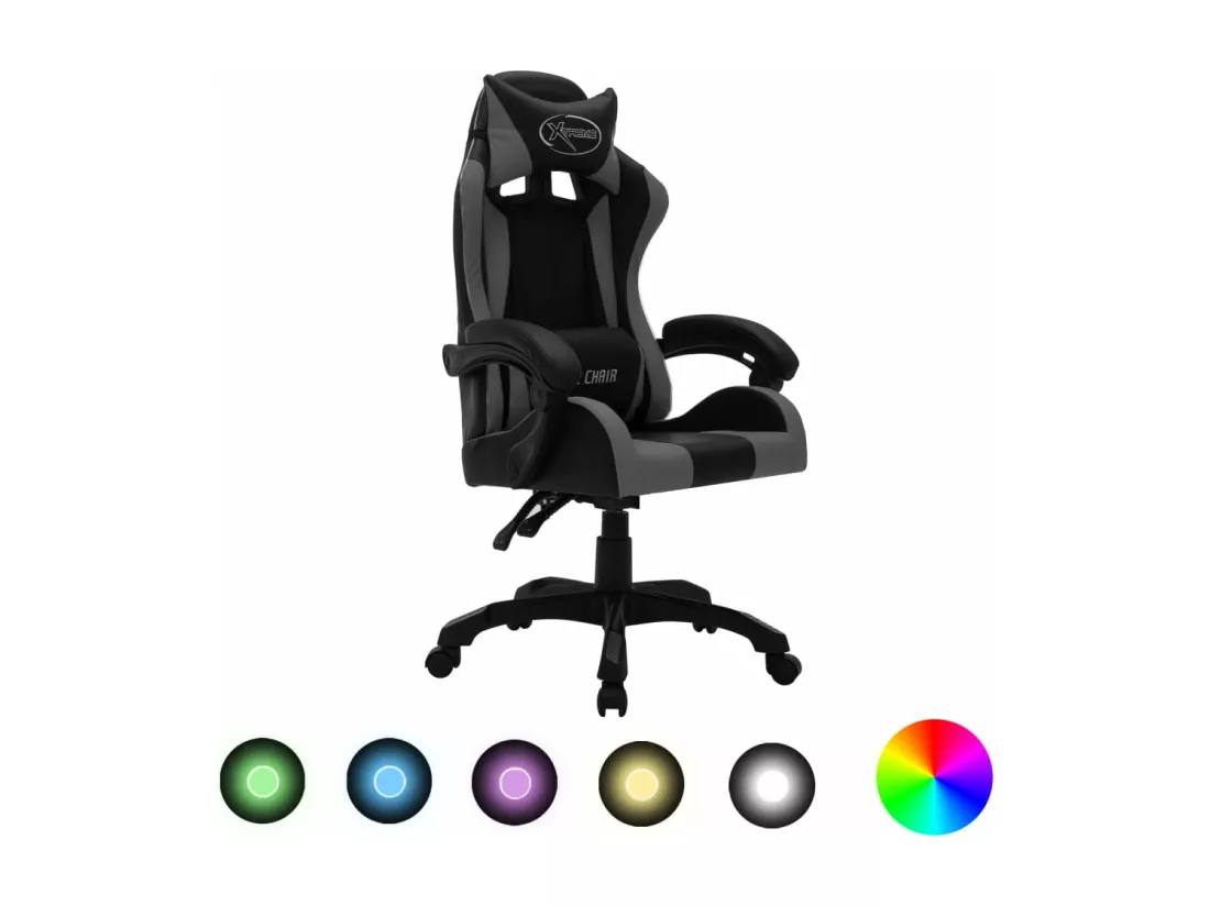Chaise fauteuil siège pivotante cuir grise 64 x 65 x 119 cm 02_0024206