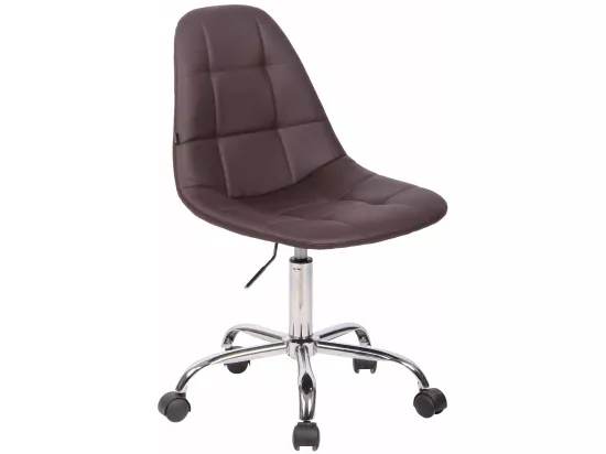 Chaise de bureau - Similicuir & Métal chromé - Marron - Reims