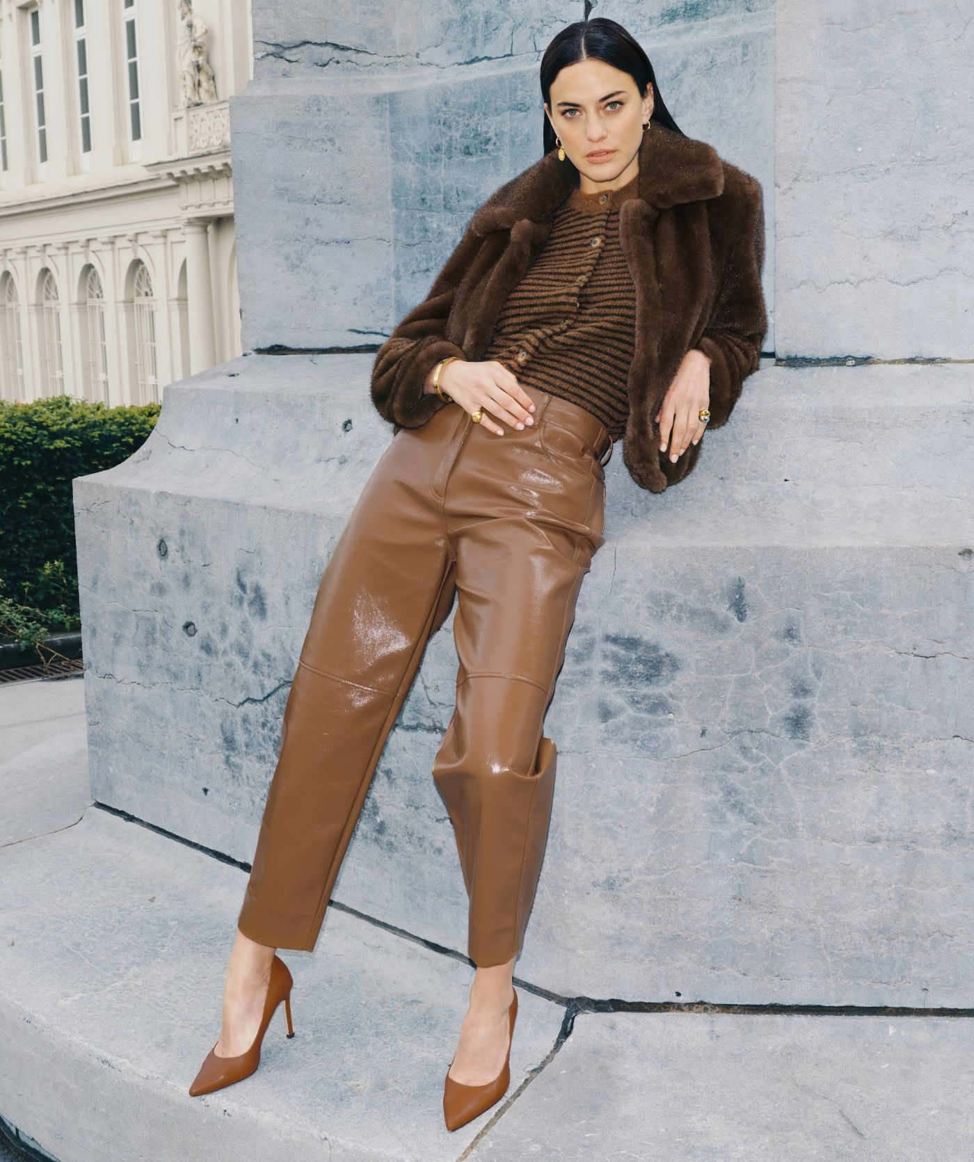 JV-RAE mid rise straight fit broek  - cognac