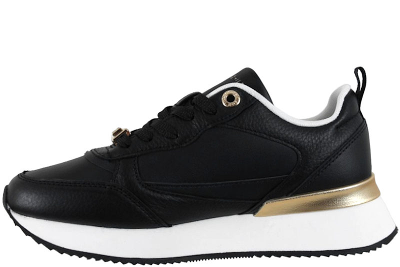TOMMY HILFIGER FEMININE RUNNER SKO I SORT GLAT SKIND
