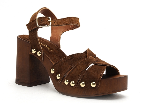 Coco abricot nu pieds talons femme syan marron