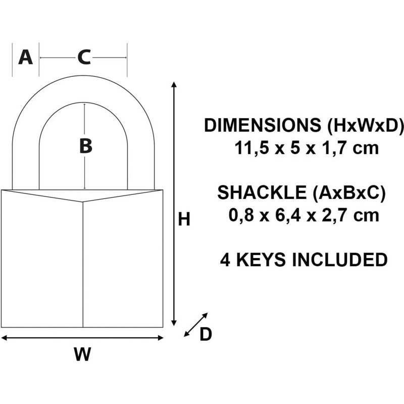 Cadenas à clé en laiton haute sécurité Master Lock - largeur 50 mm