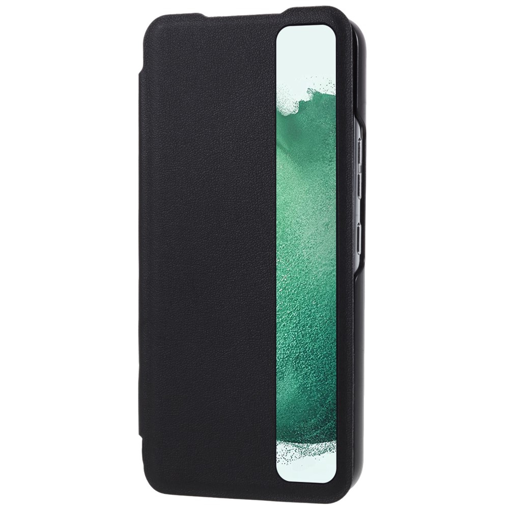 Samsung Galaxy S22 5G Leder Hülle Slim Window View Flip Case - Schwarz