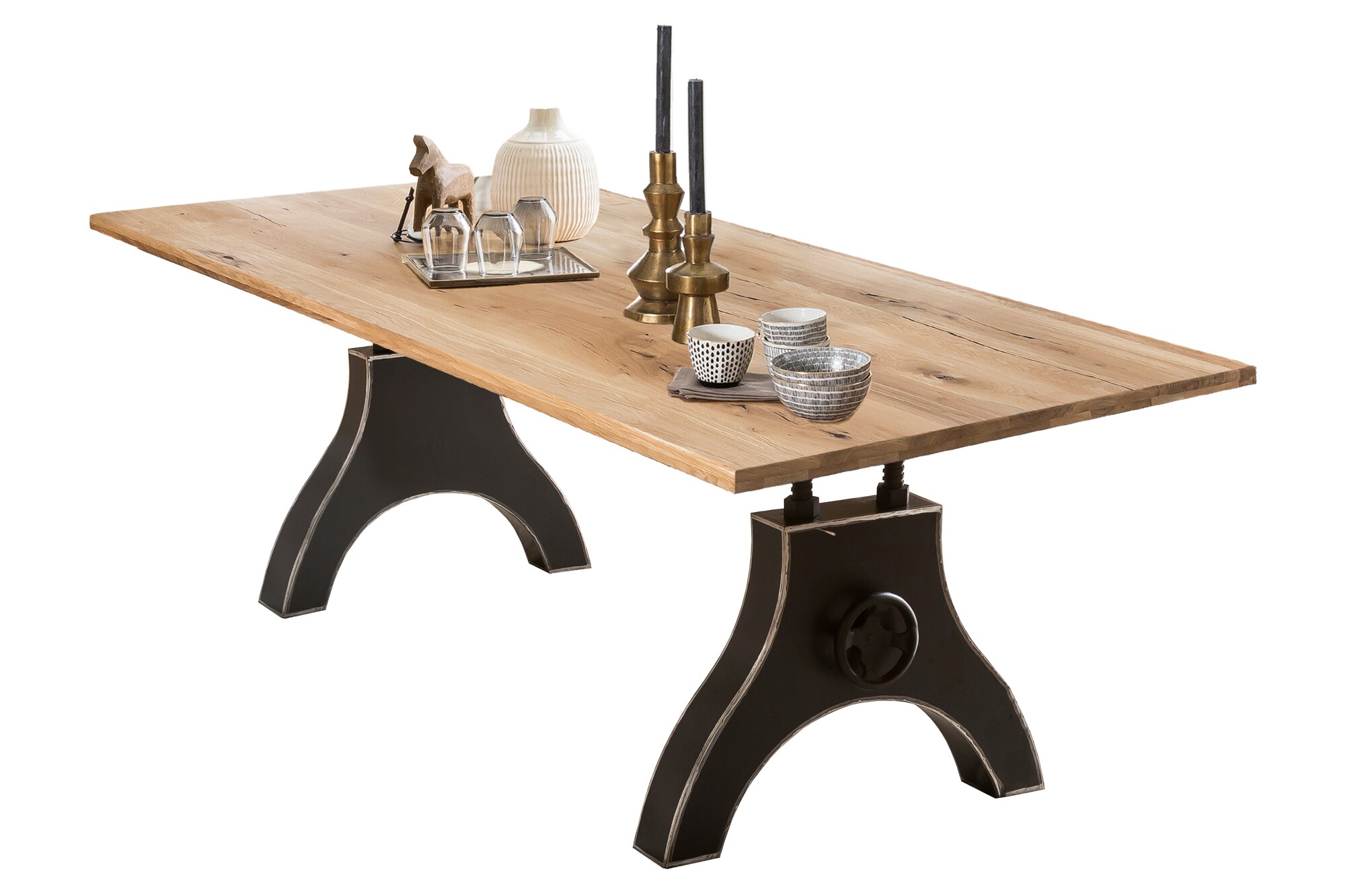 Tisch 240x100cm Wildeiche Metall Holztisch Esstisch Speisetisch Küchentisch