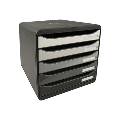 Exacompta BigBox Plus - Module de classement 5 tiroirs - noir/gris brillant