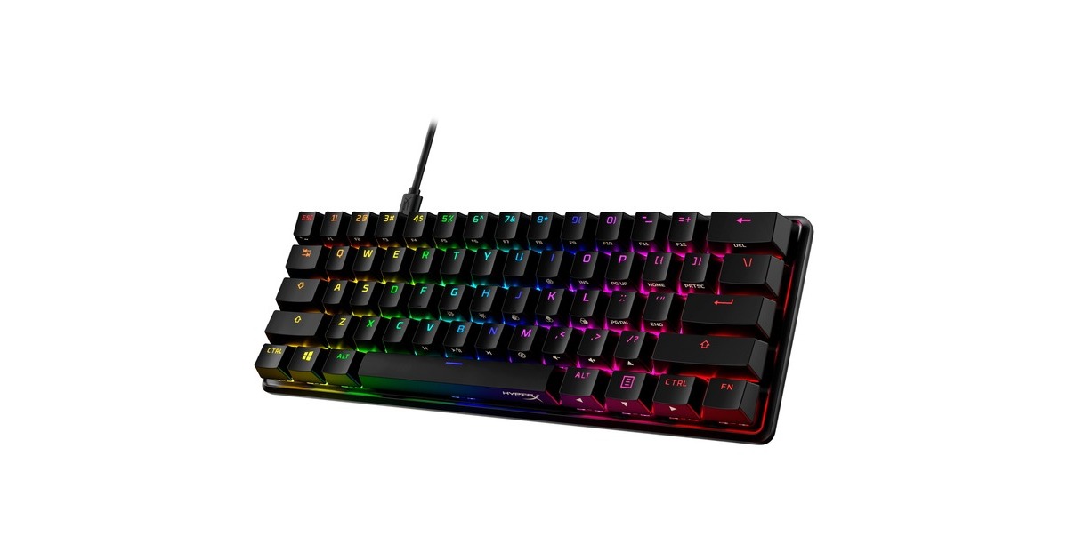 HyperXAlloy Origins 60, gaming toetsenbord  (Zwart, US lay-out, HyperX Aqua, RGB leds, 60%, PBT double-shot)