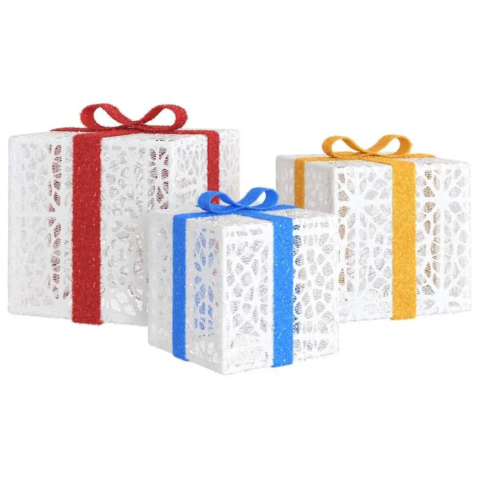 vidaXL - Lichtgevende Kerstdoos - Wit - 3 stuks