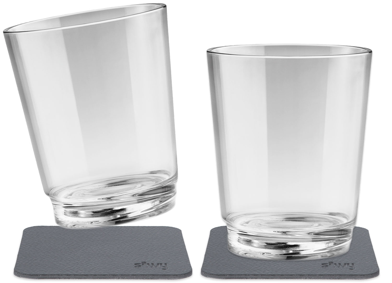silwy® Tritan-Magnetgläser mit Untersetzer 2er Set  (250 ml) Classic