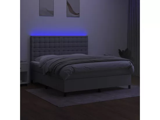 Sommier tapissier et matelas et LED Gris clair 180x200 cm Tissu
