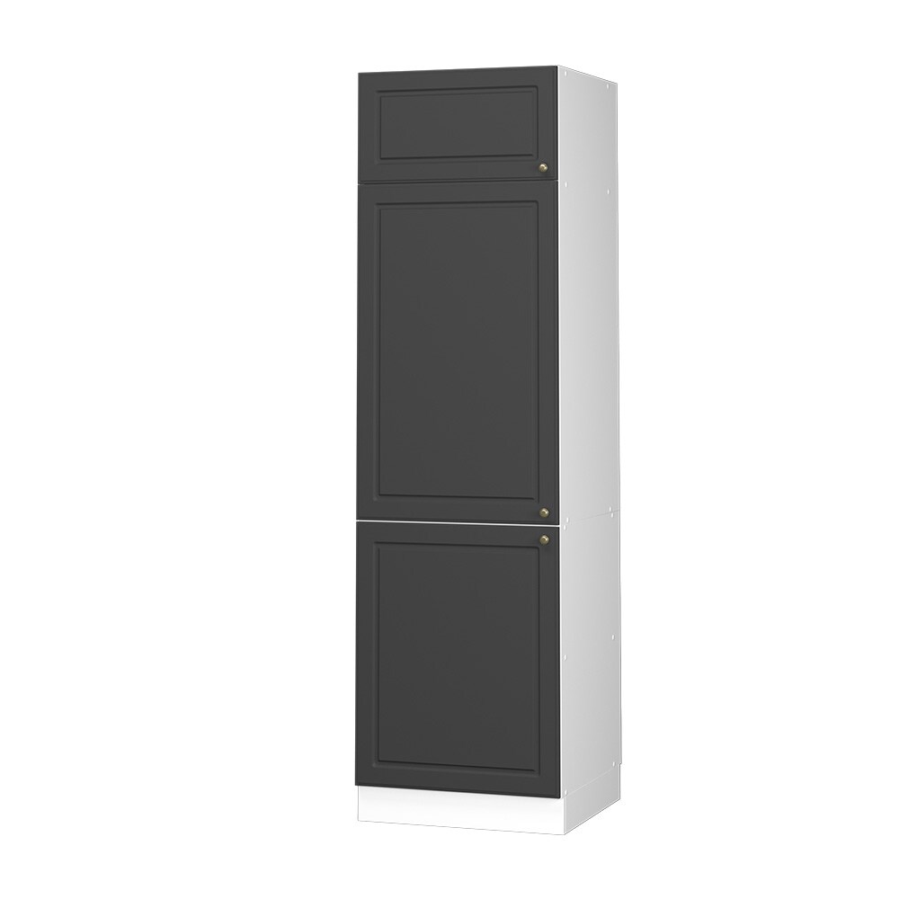Vicco Kühlumbauschrank Küchenschrank Küchenmöbel Fame-Line Weiß Anthrazit-Gold Landhaus 60 cm Küche Einbauküche Blende Drehtür Einlegeboden Kühlschrank Küchenzeile
