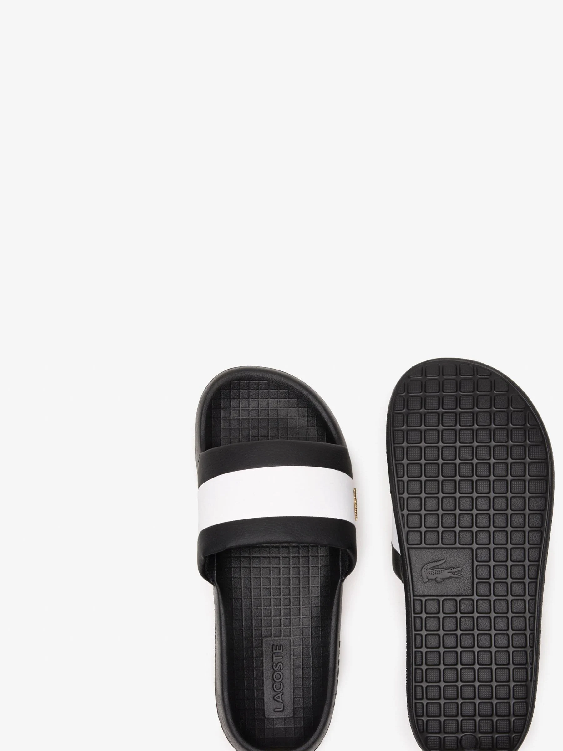 Antraciet zwart - Lacoste Logo Strepen Sandalen